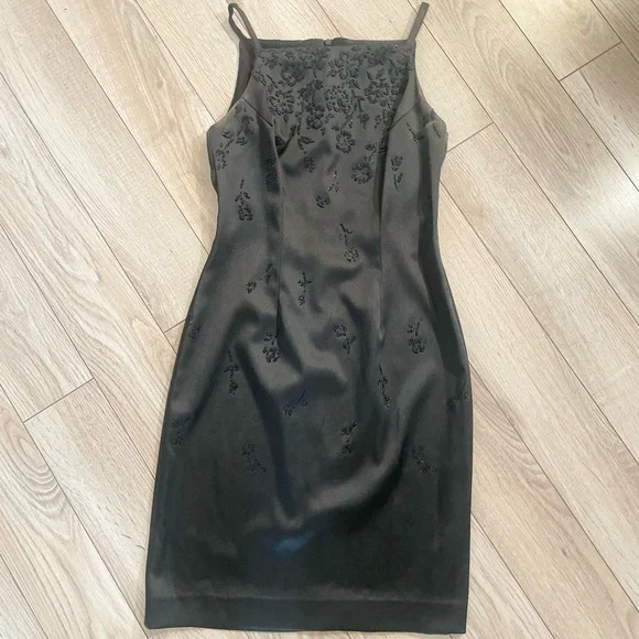 Vintage Y2K CDC perfect black midi dress with beaded embroidery size 2 - Picture 2 of 6